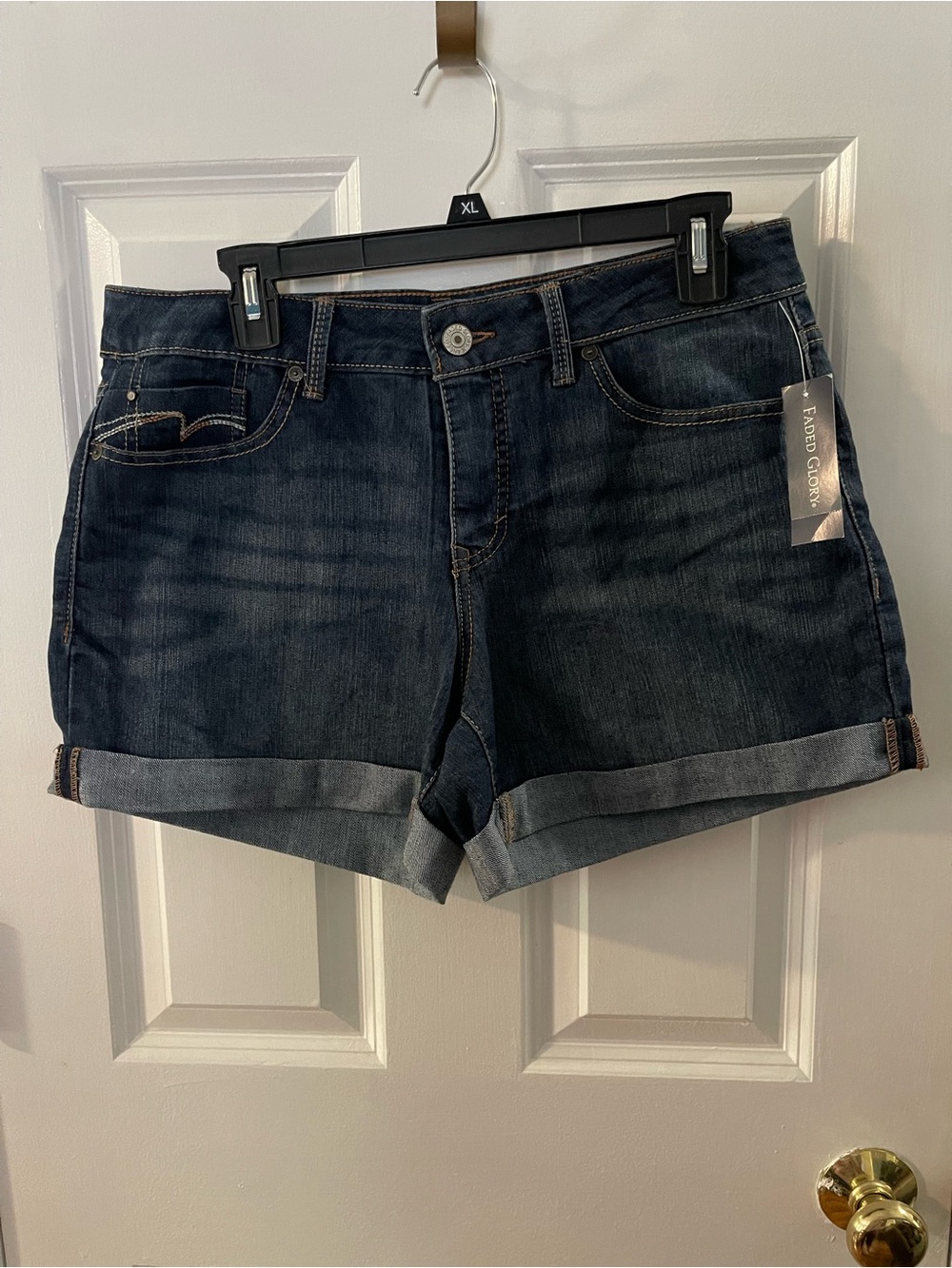 Faded Glory Dark Blue Rolled Hem Denim Shorts